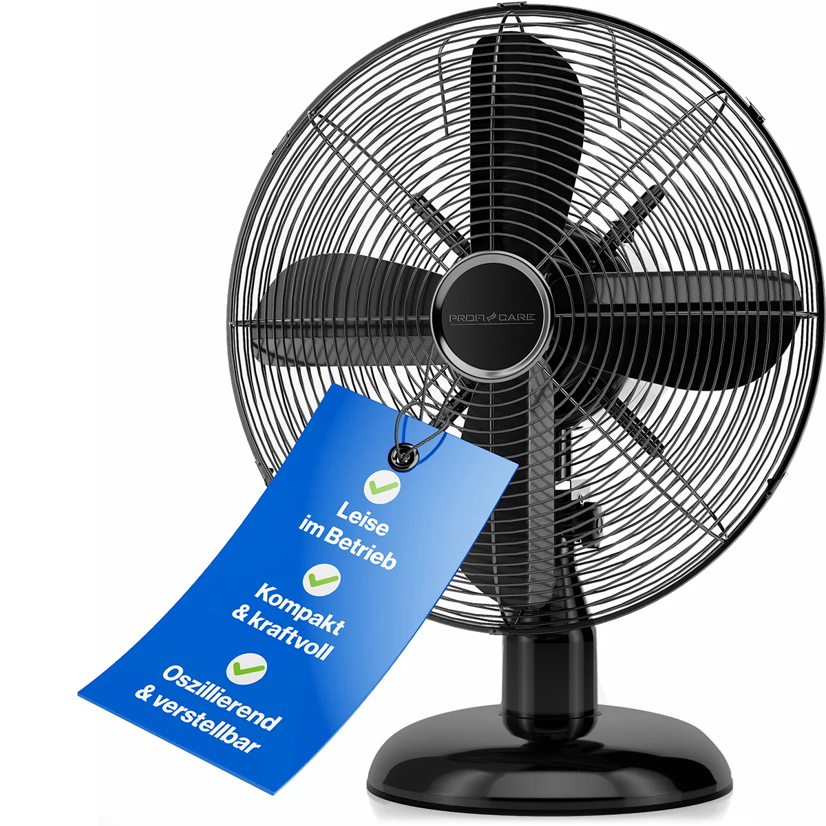 ProfiCare VL 3062 BK kovový stolový ventilátor 25 cm, čierny