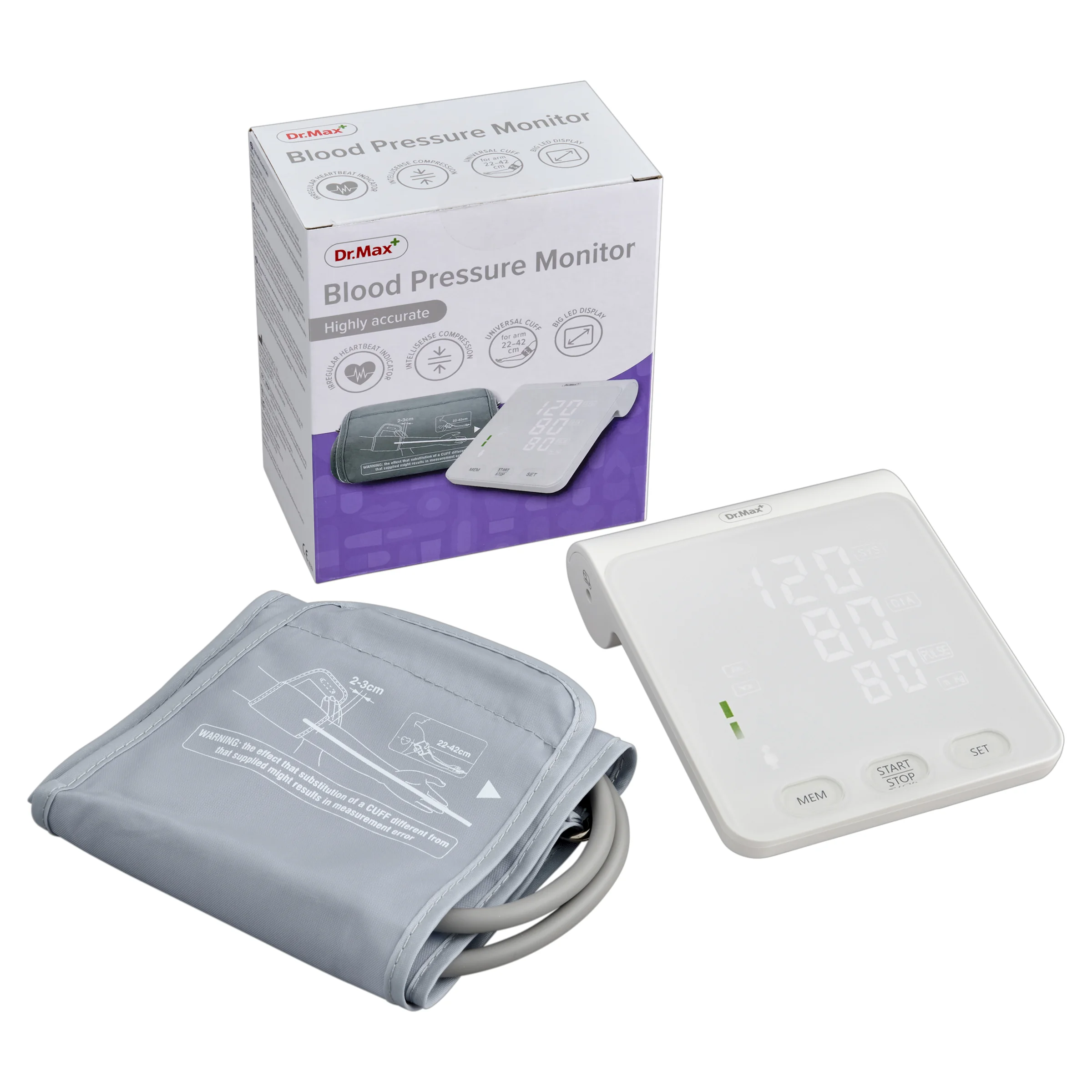 Dr. Max Blood Pressure Monitor Highly accurate 1×1 ks, automatický digitálny tlakomer na rameno