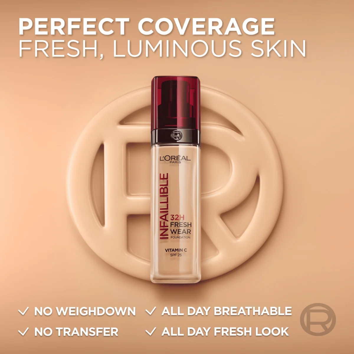 L´Oréal Paris Infaillible 32h Fresh Wear make-up 110 Cool Rosé 1×30 ml, dlhotrvajúci make-up