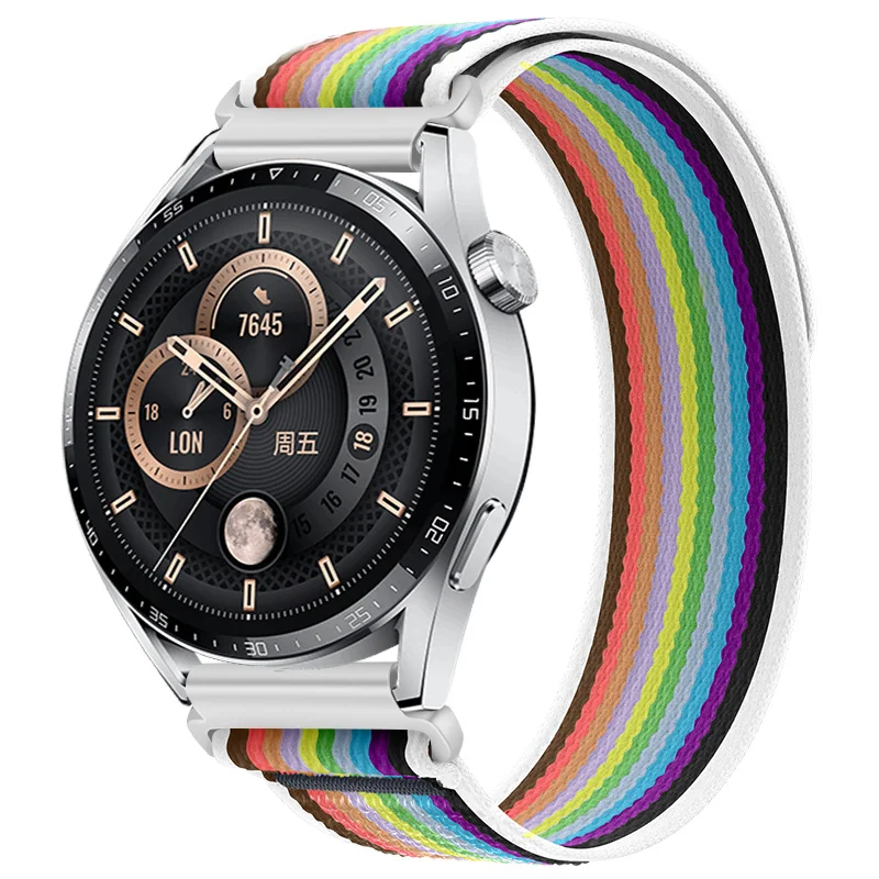 BStrap Velcro Nylon remienok na Samsung Gear S3 white rainbow