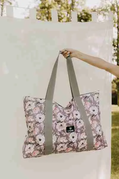 T-TOMI Shopper Bag Grey flowers 1×1 ks, taška na kočík