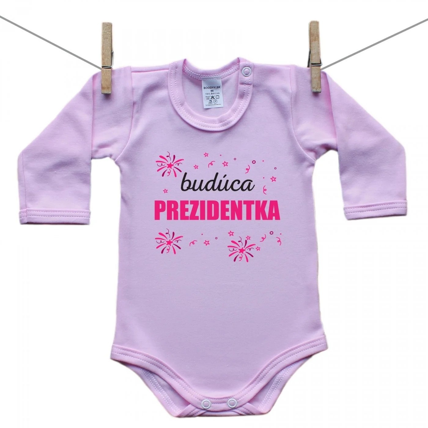Boodyy Ružové Body s dlhým rukávom Budúca prezidentka Veľkosť: 56