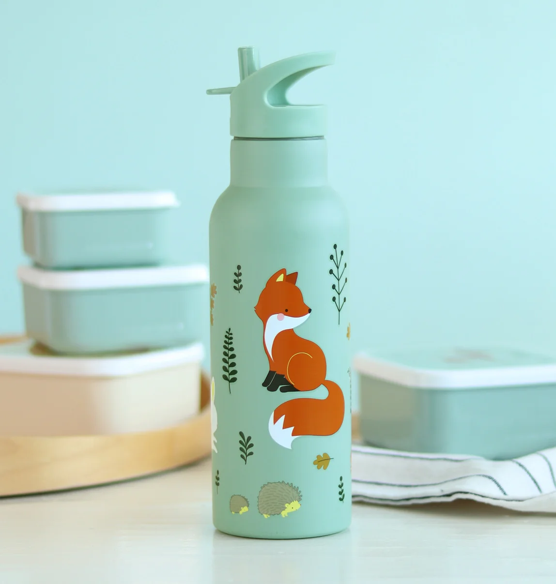 A Little Lovely Company - antikorová fľaša na pitie, 500 ml - kamaráti z lesa