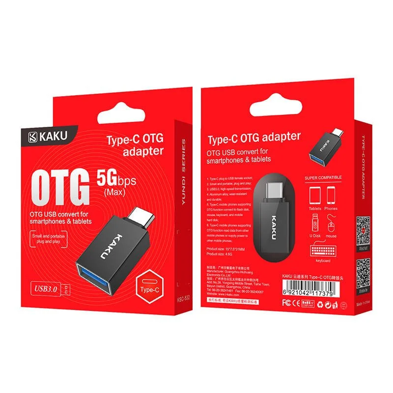 KAKU KSC-532 adaptér USB-C / USB OTG, čierny