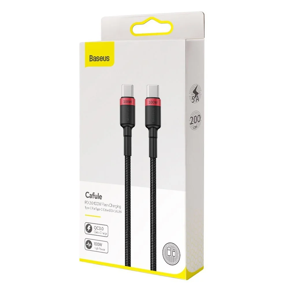 Baseus Cafule kábel USB-C / USB-C PD 2.0 5A 2m, čierny