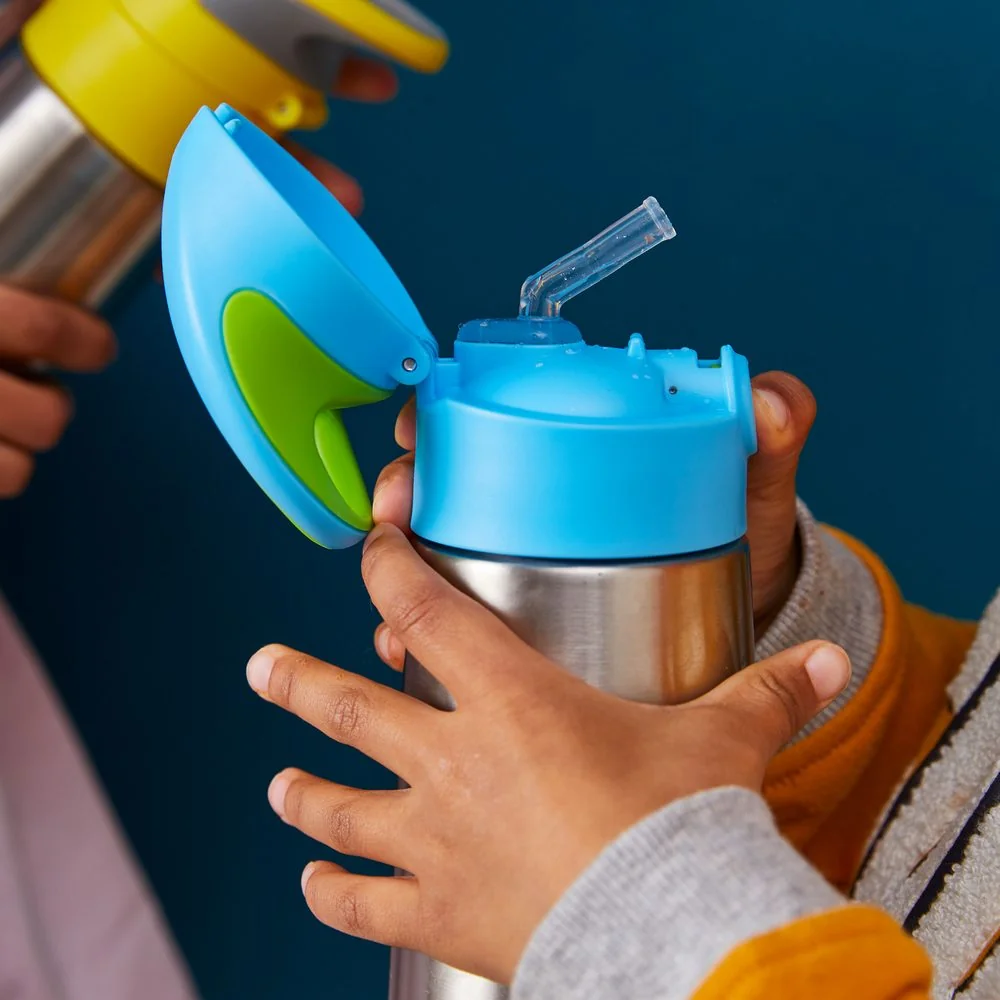Termoska na pitie so slamkou 350 ml modrá/zelená