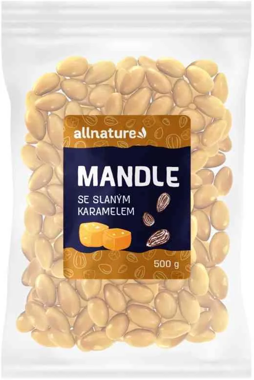 Allnature Mandle slaný karamel 1×500 g, mandle v slanom karameli