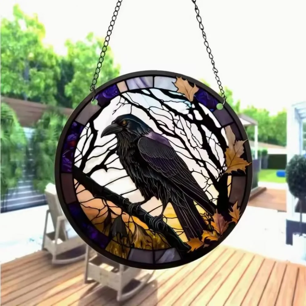 Očarujúci Lapač Slnka s Motívom Havrana XL- 30cm x 30cm, fialová