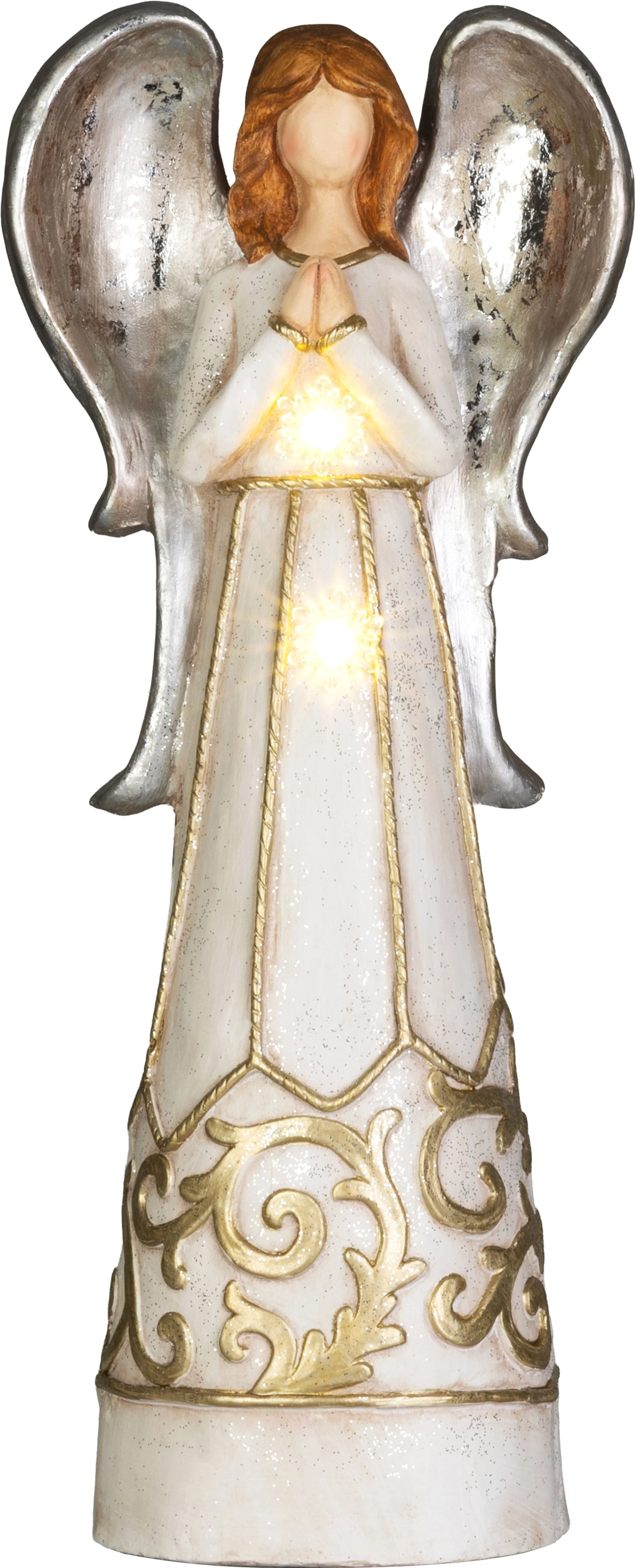 MagicHome vianočný LED anjel, 1 ks 2 LED teplá biela, 3xAA, 27,5x19x67 cm