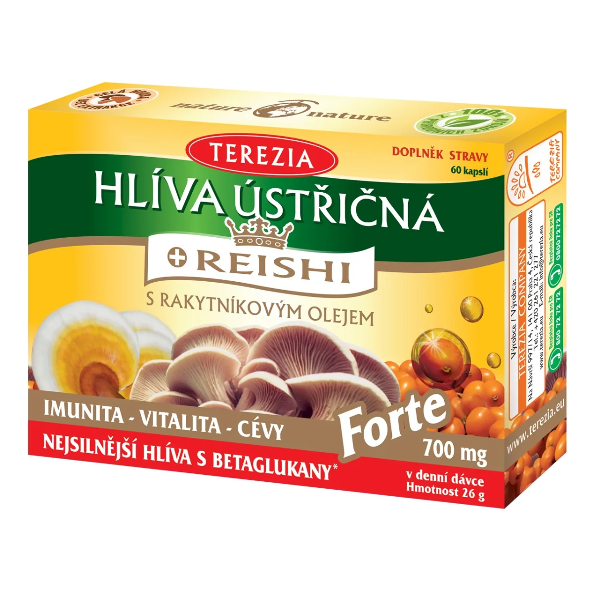 TEREZIA HLIVA USTRICOVITÁ + REISHI 1×60 cps, výživový doplnok