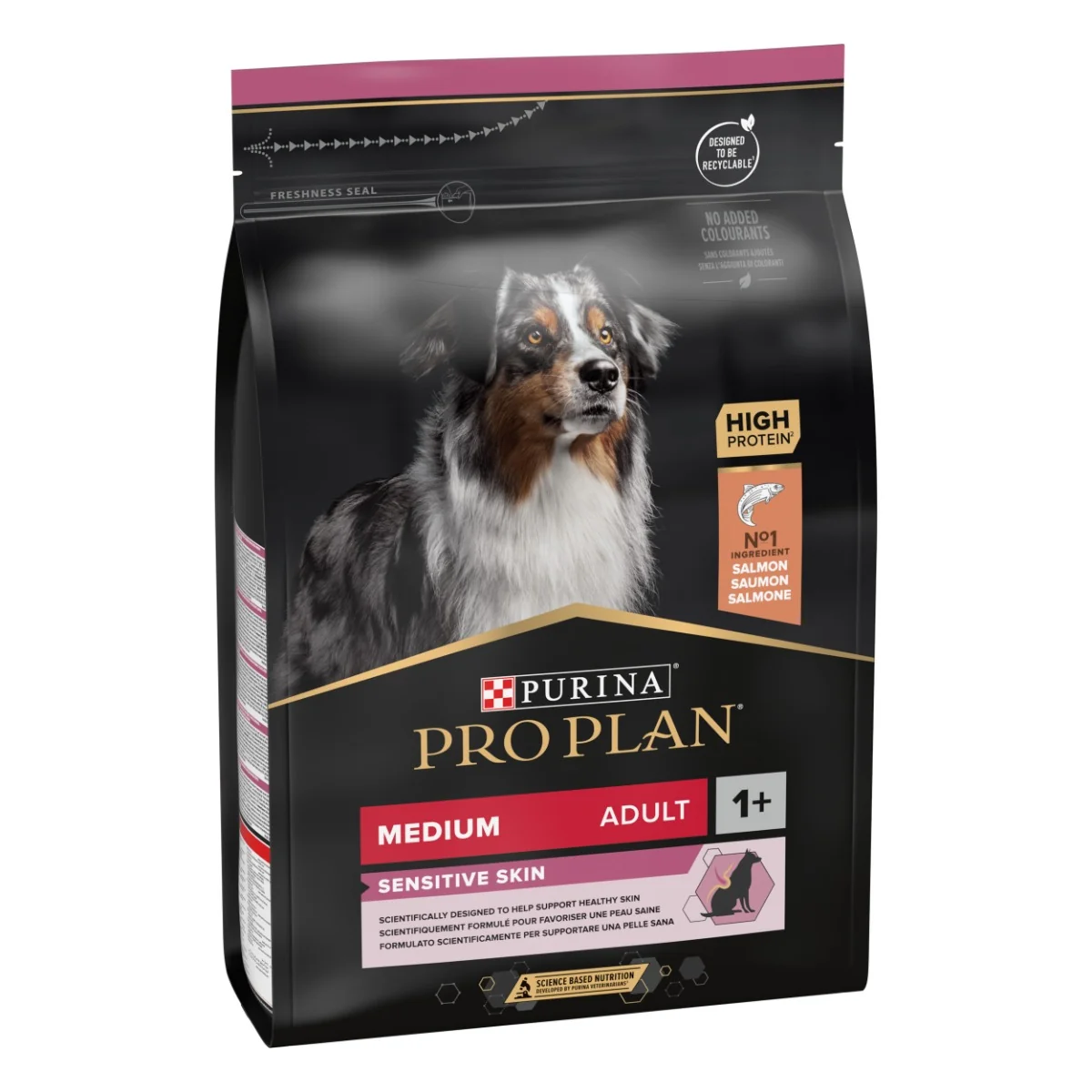 PRO PLAN Medium Adult Sensitive Skin granule pre psov losos 3 kg 1×3 kg, kompletné krmivo pre dospelých psov