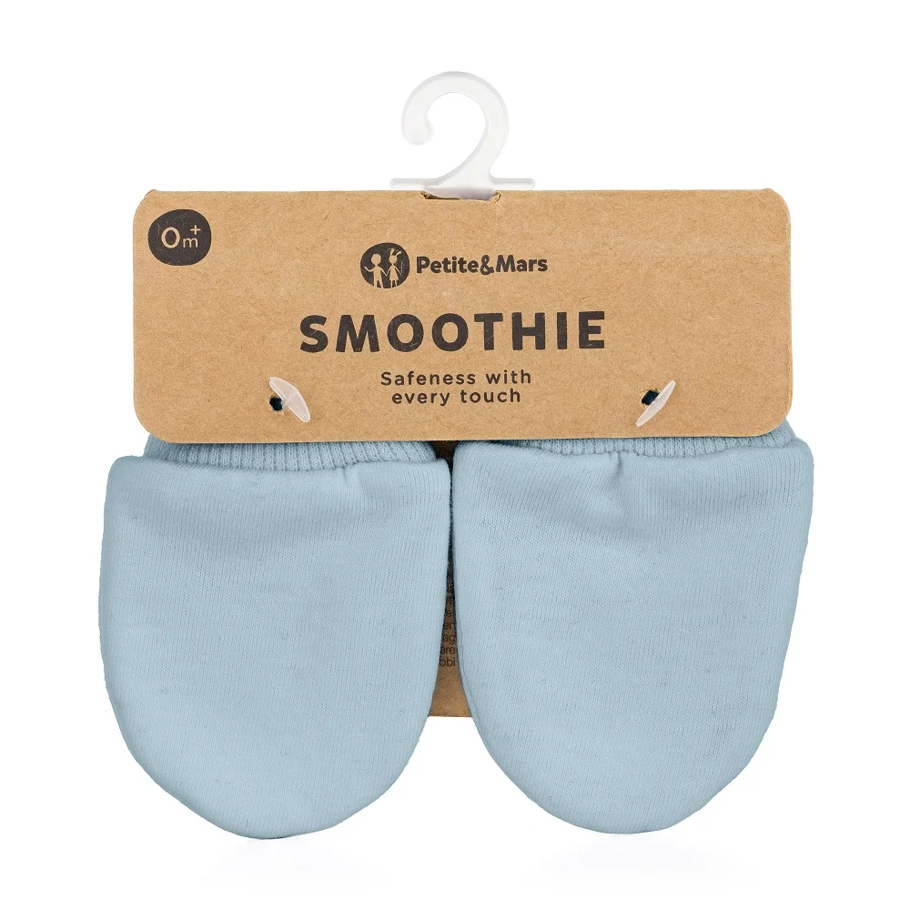 PETITE&MARS Rukavičky kojenecké Smoothie Sky Blue 1x2 ks, kojenecké rukavičky