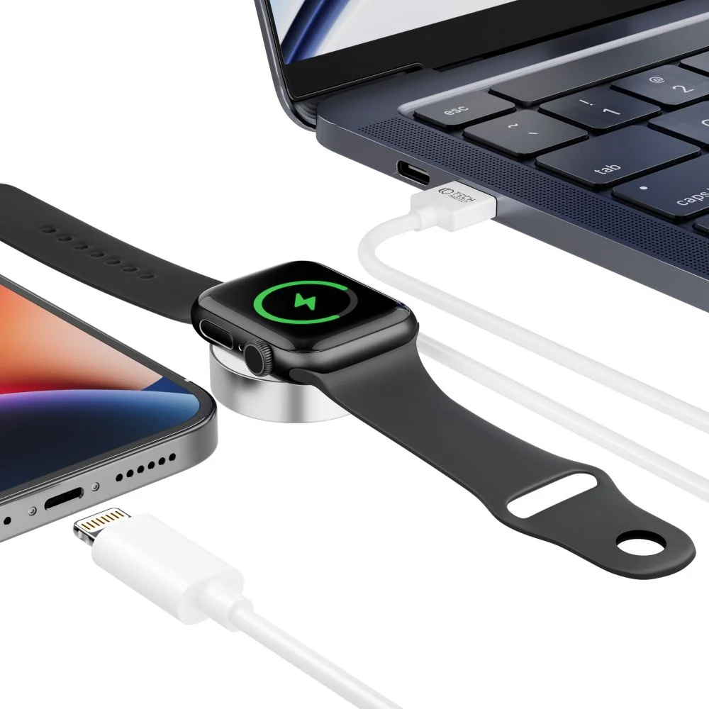 Tech-Protect Ultraboost USB magnetická nabíjačka na Apple Watch + Lightning 1.5m, biela tning 1.5m, biela