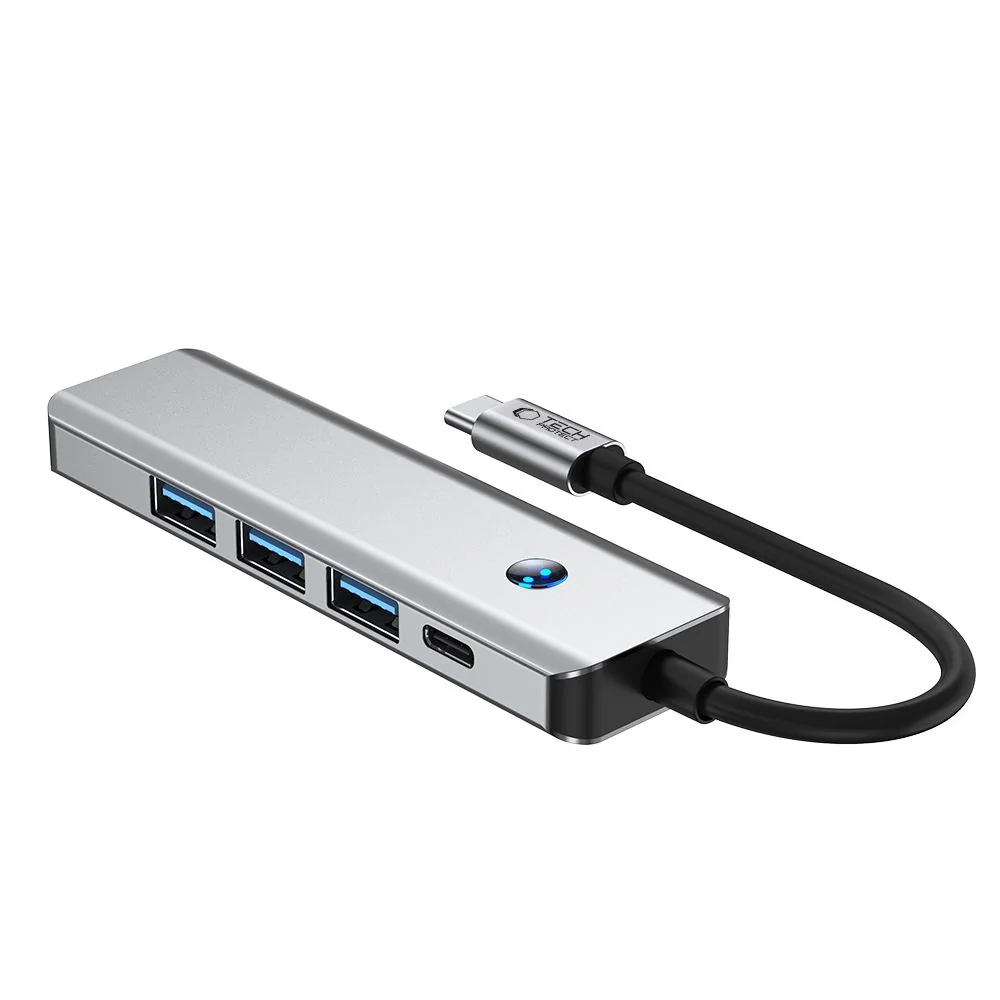 Tech-Protect HB01 HUB adaptér USB-C - 3x USB 3.0 / HDMI 4K / USB-C 100W, šedý W, šedý
