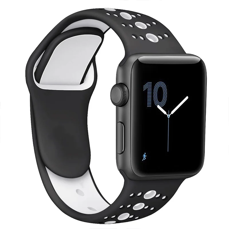 BStrap Silicone Sport remienok na Apple Watch 42/44/45mm Black White