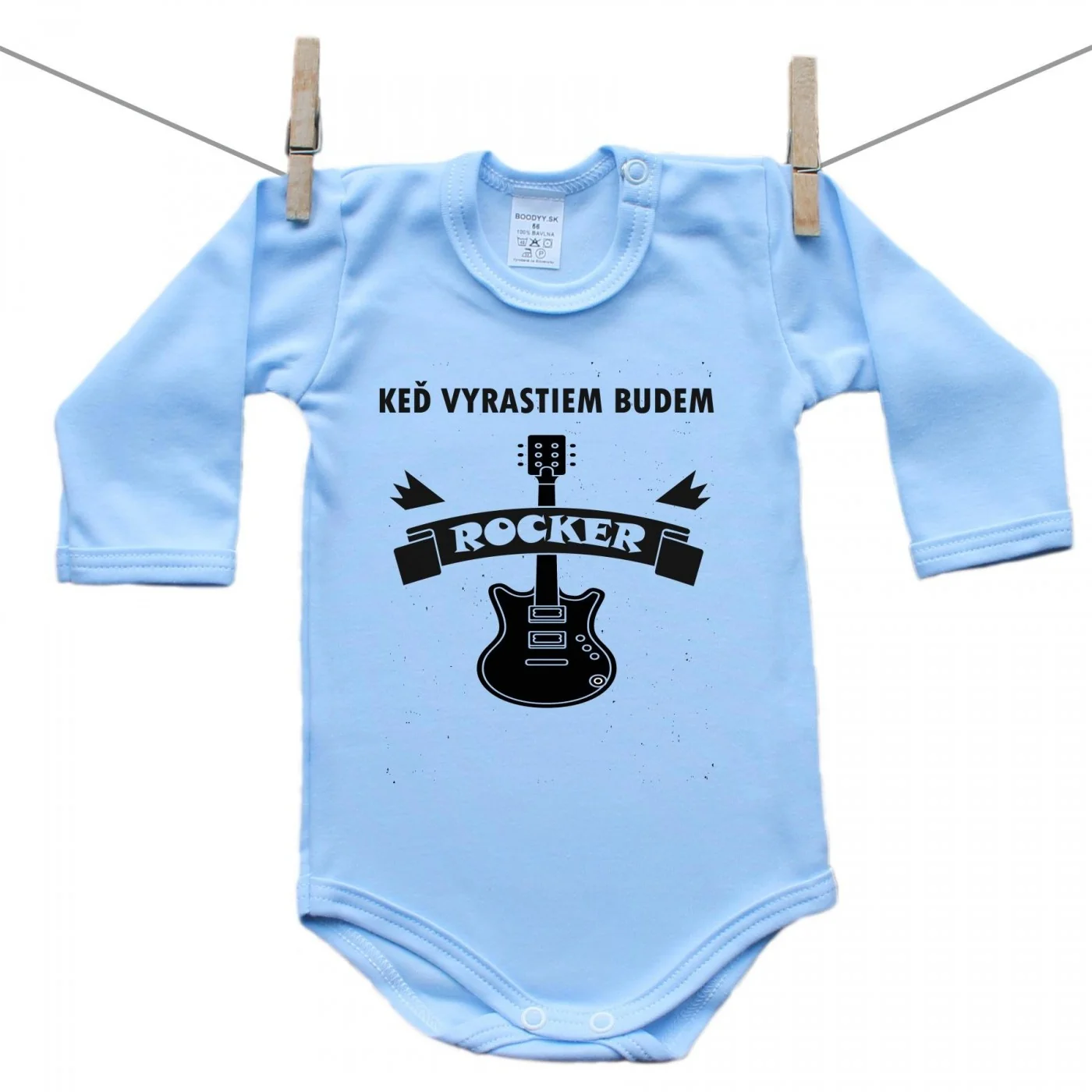 Boodyy Body s dlhým rukávom (modré) Keď vyrastiem budem rocker Veľkosť: 92