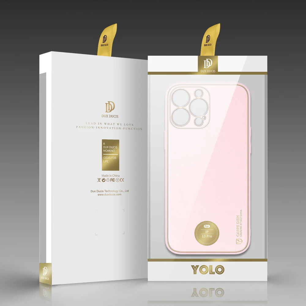 DUX DUCIS Yolo kožený kryt na iPhone 13 Pro, ružový