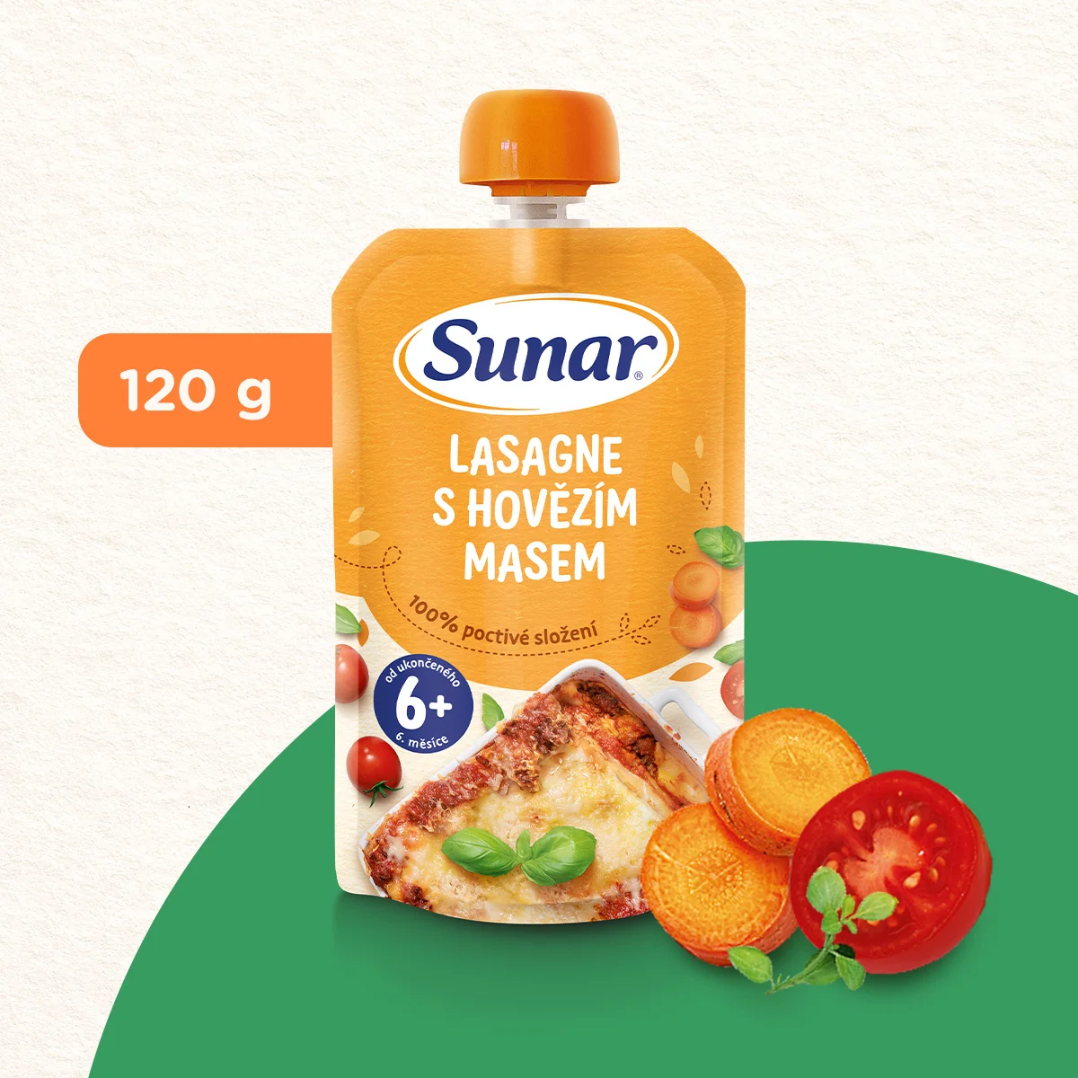 Sunar príkrm lasagne s hovädzím mäsom 6m+ 120 g