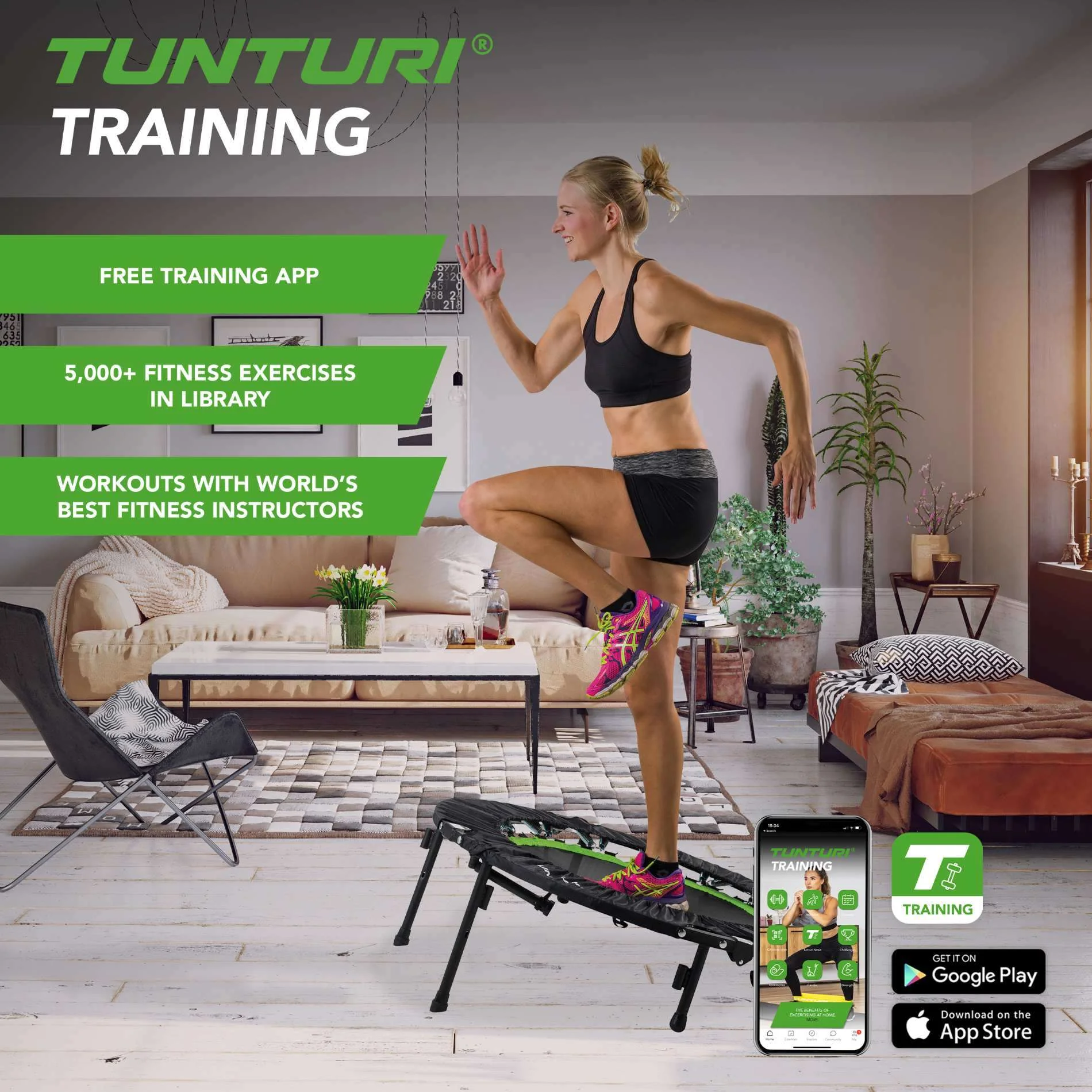 Trampolína s držadlom Folding Fitness 100 cm
