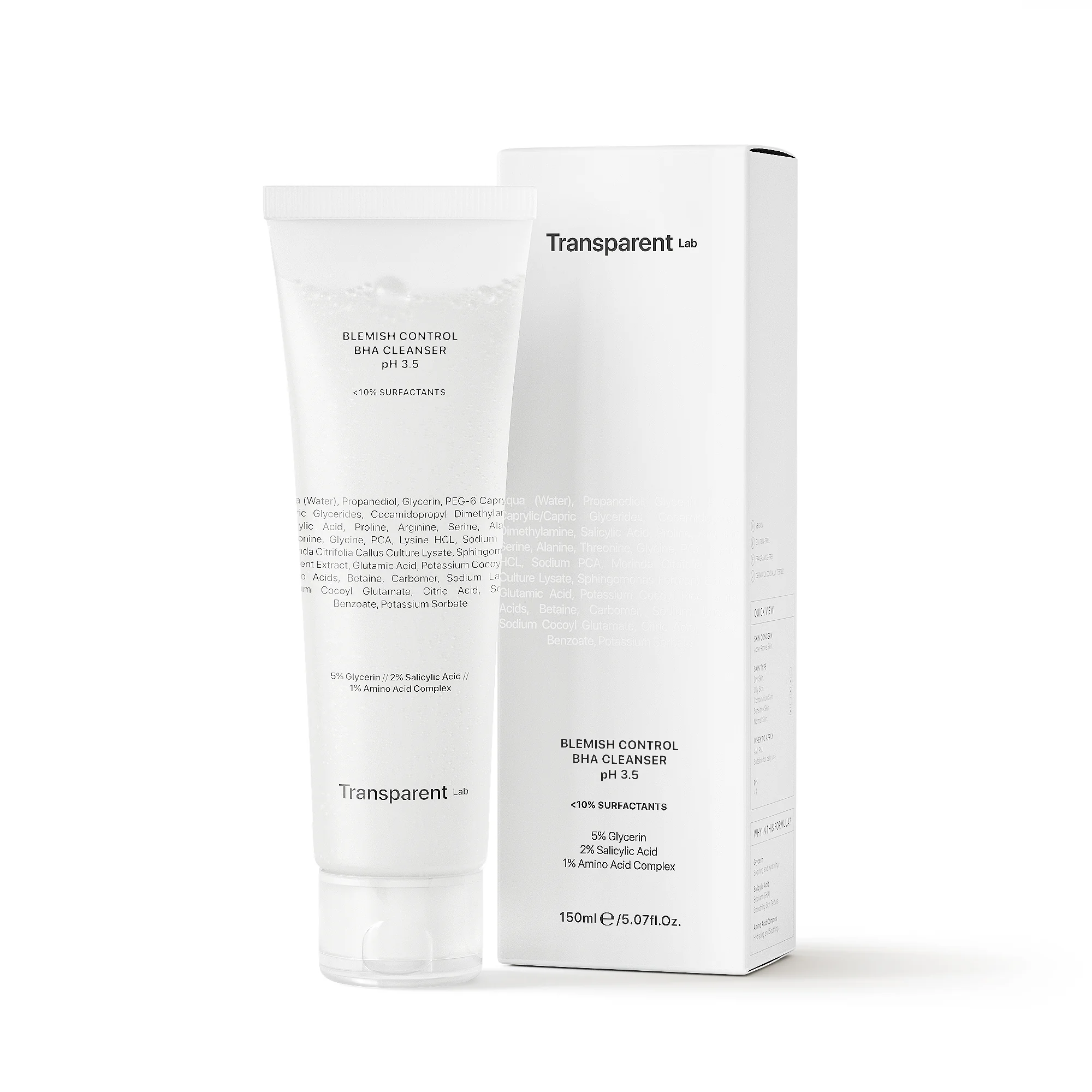Transparent Lab BLEMISH CONTROL BHA CLEANSER PH 3.5 čistiaci gél na akné 1×150 ml, čistiaci gél