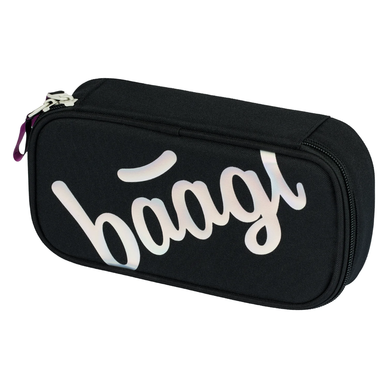 Baagl Školský peračník etui Metallic Holo čierny ružový, metalický