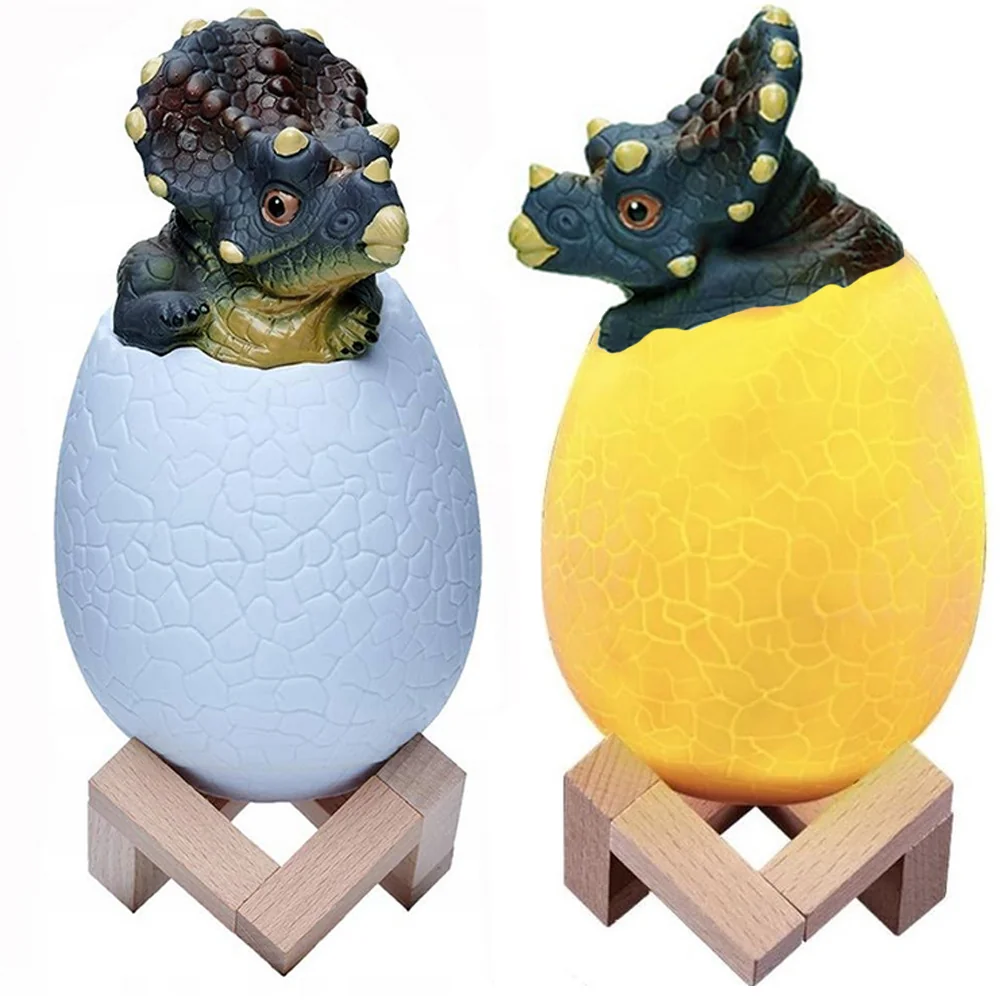 Nočné svetlo dinosaurus Triceratops RGB vajce