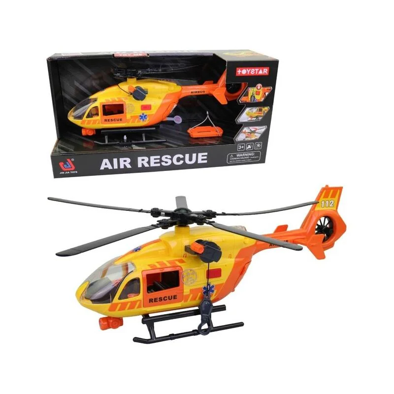MADE - Záchranárska helikoptéra, na batérie, svetlo a zvuk, funkčný navijak a rotor, 35 cm