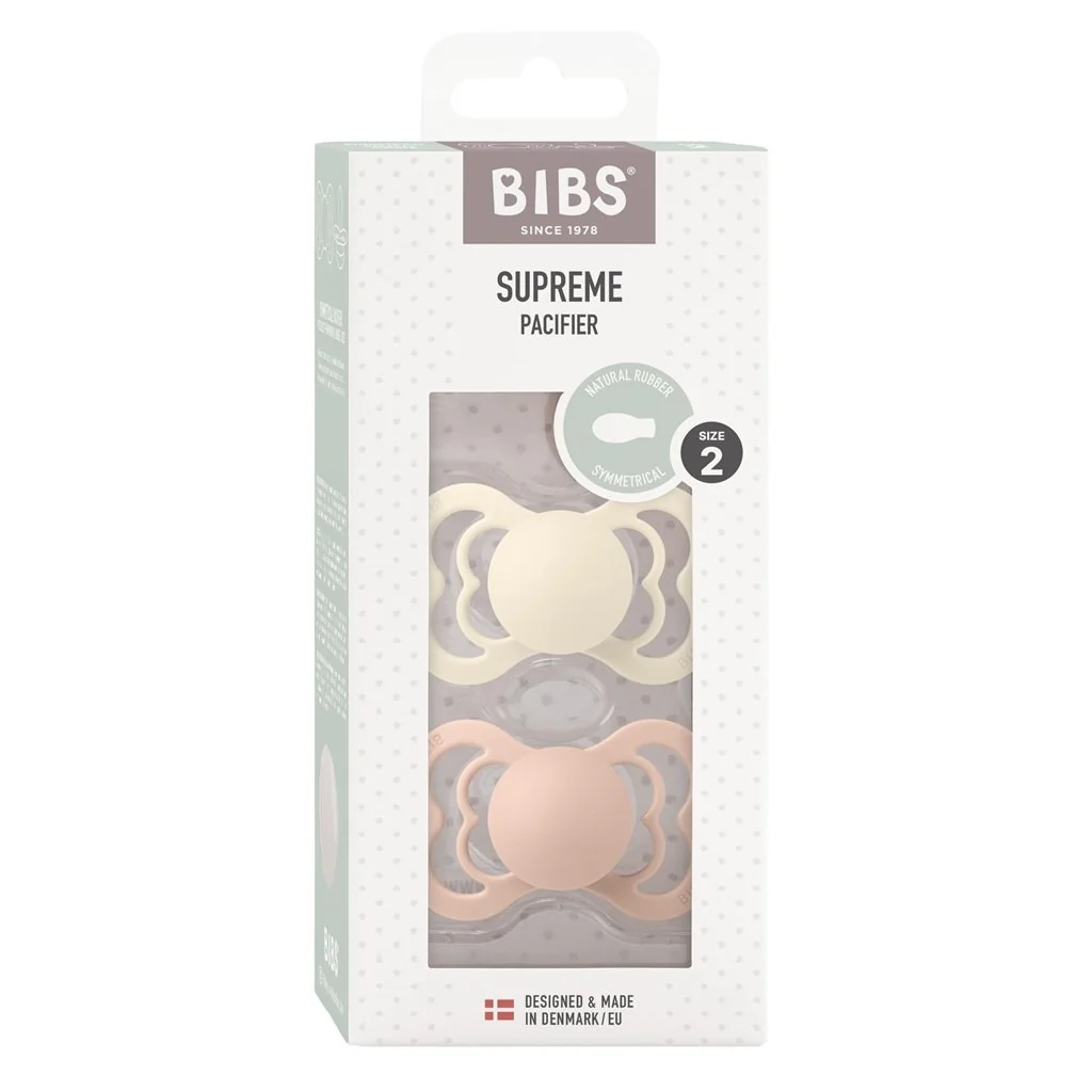 BIBS Supreme cumlíky z prírodného kaučuku 2ks veľkosť 2 - Ivory / Blush