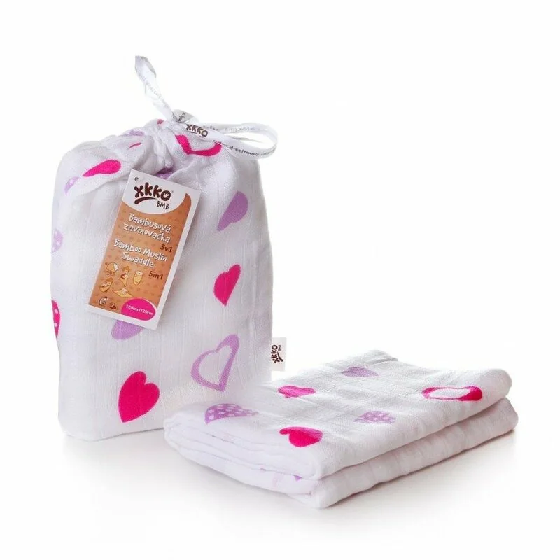 XKKO BMB zavinovačka - osuška, 120x120 - Lilac Hearts 1×1 ks