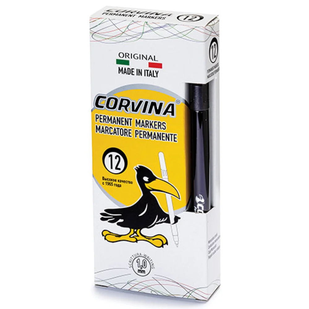 Corvina Permanentný popisovač 1 mm čierna 12 ks-CARIOCA