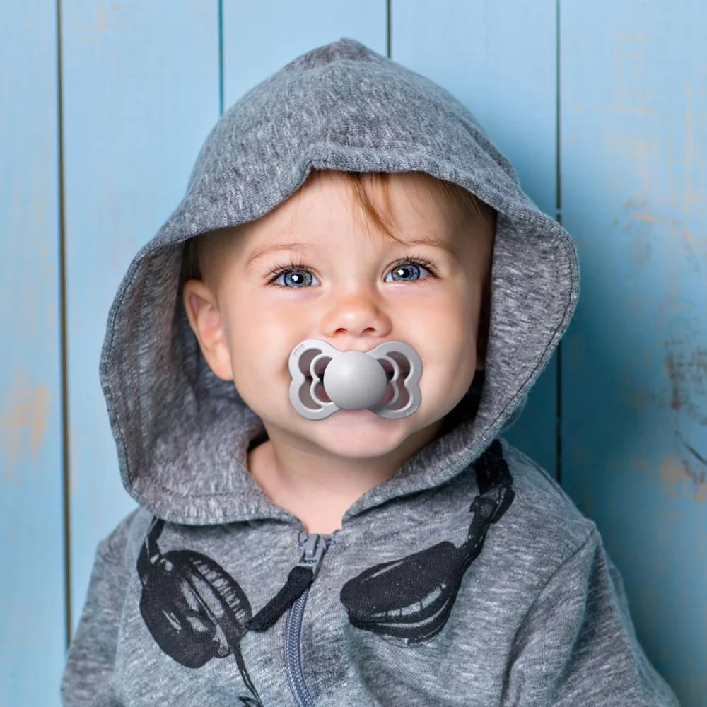 BIBS Supreme cumlíky z prírodného kaučuku 2ks veľkosť 1 - Iron / Baby Blue