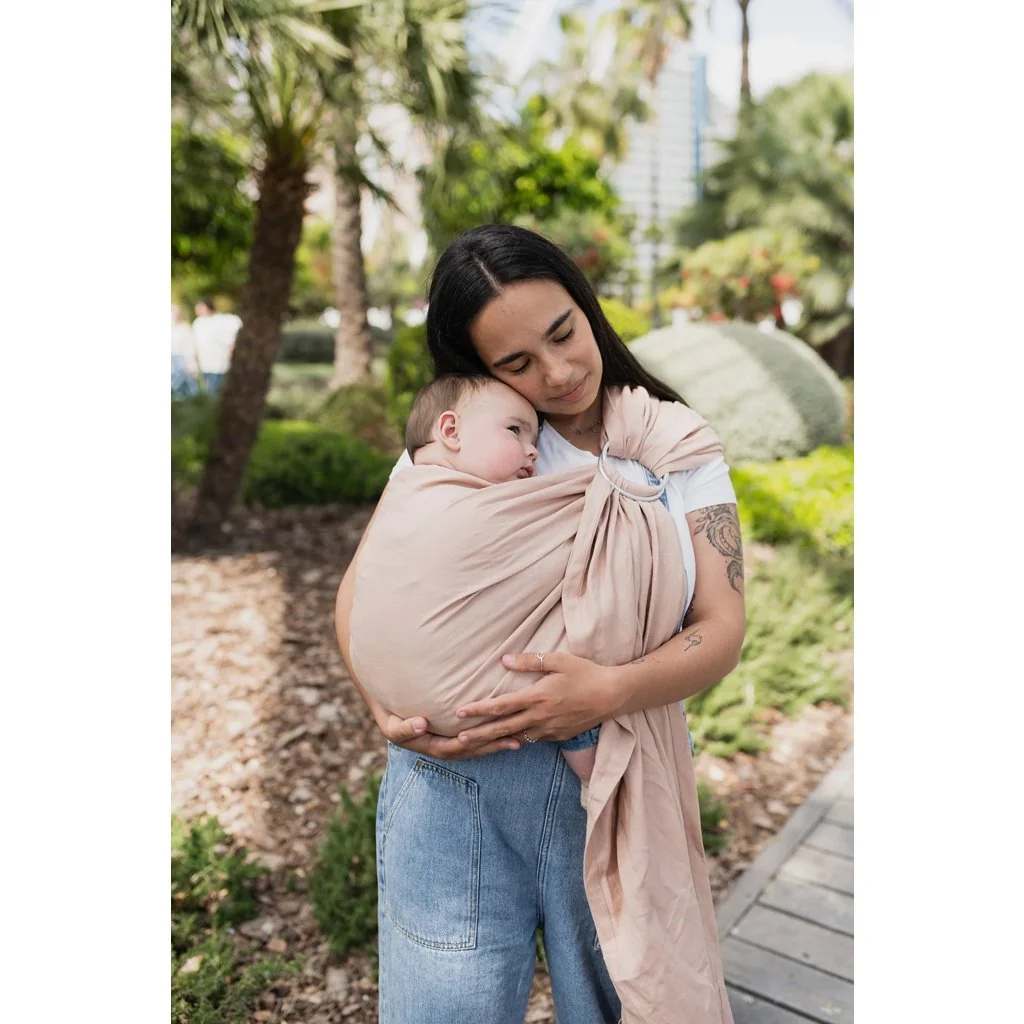 Boba Ring Sling krúžková šatka ľan/bambus, púdrovo ružová