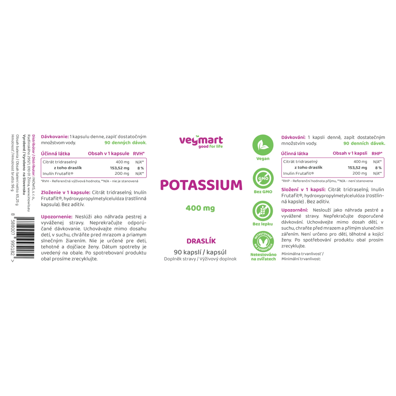 Vegmart Draslík 400 mg, 90 kapsúl