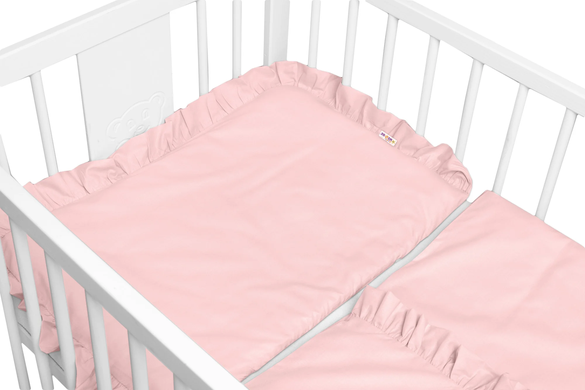 2-dielne bavlnené obliečky s volánikom SOFT, Baby Nellys, púdrovo ružové