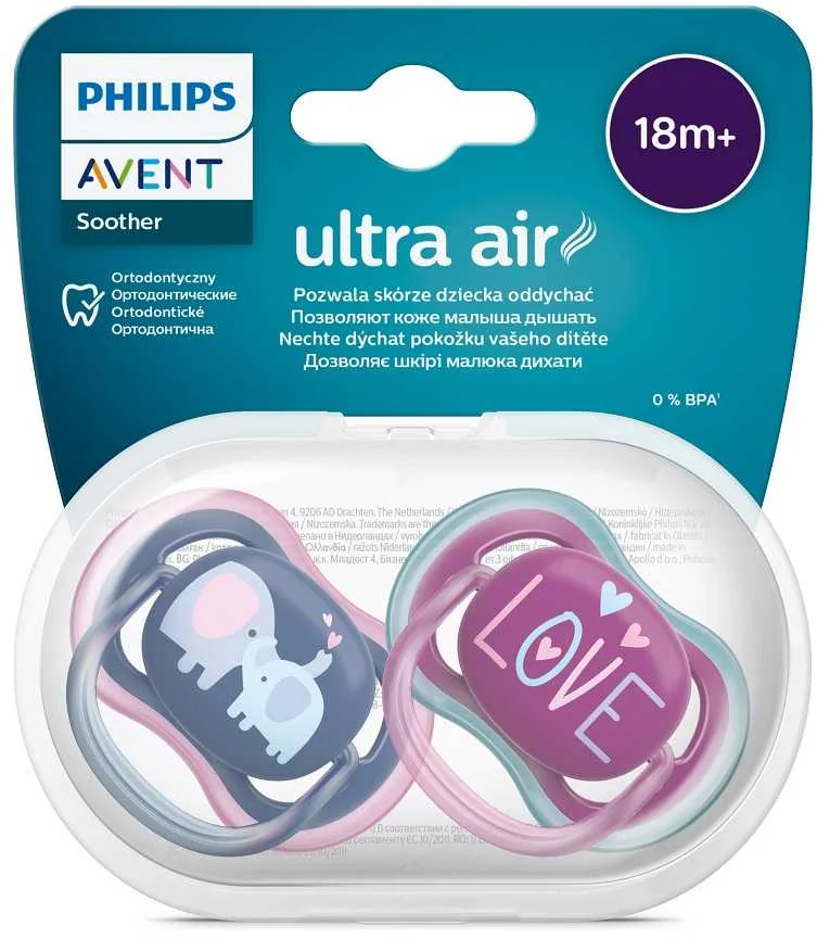 Philips AVENT Cumlík Ultra air 18m+ dievča (slon) 2ks 1×2 ks, cumlík