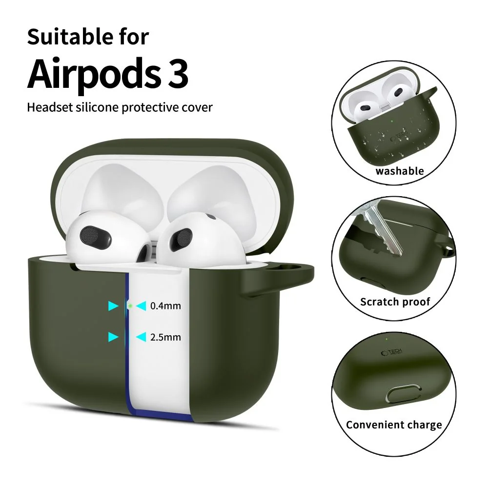 Tech-Protect Silicone Hook puzdro na Apple AirPods 3, zelené