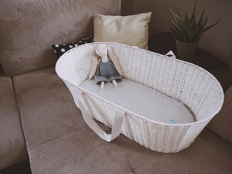 AHOJBABY Mojžišov košík pre bábätko Paper Dream white + matrac 1×1 ks, mojžišov košík