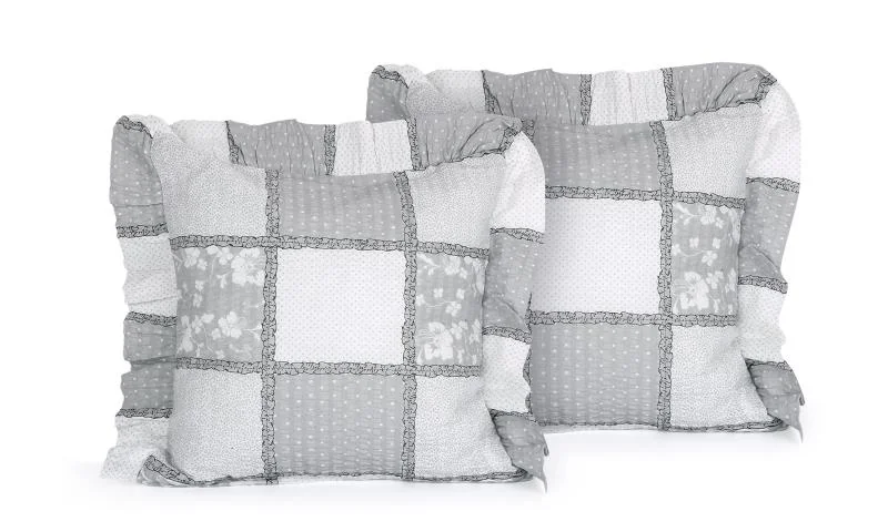 Obliečka s volánom krep 40x40 80/926 patchwork sv. šedý 1×1 ks, obliečka na vankúš