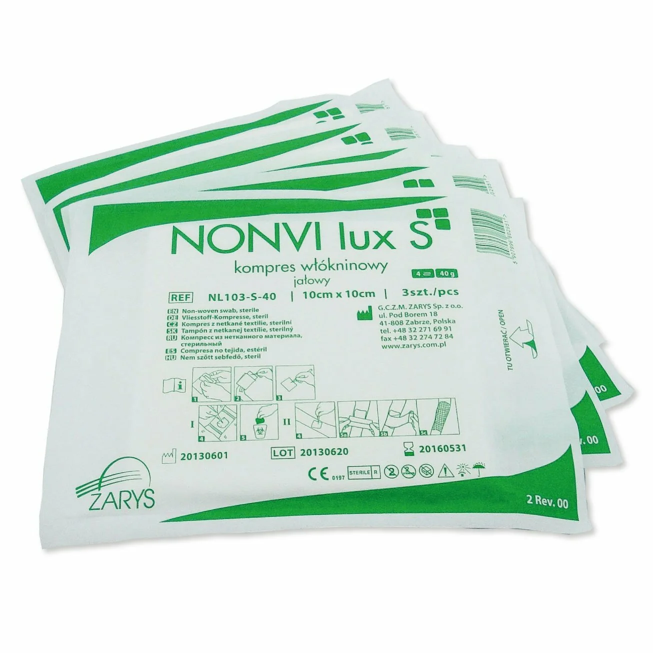 ZARYS NONVI LUX S sterilný netkaný obklad 7,5 cm x 7,5 cm, 25 ks x 2
