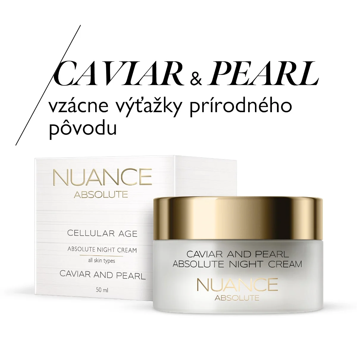 NUANCE CAVIAR AND PEARL nočný krém, 50ml 1×50 ml, nočný krém pre všetky typy pleti
