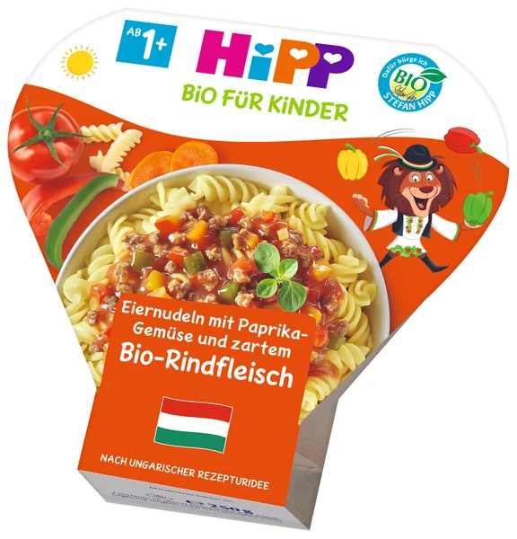 HiPP BIO Vaj.rezance,zelenina,jemné hovädzie mäso 1×250 g, mäso-zeleninový príkrm