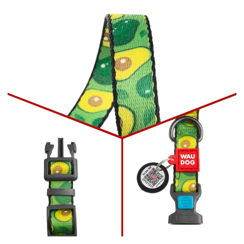 Nylonový obojok s QR kódom avokádo, Varianta: L