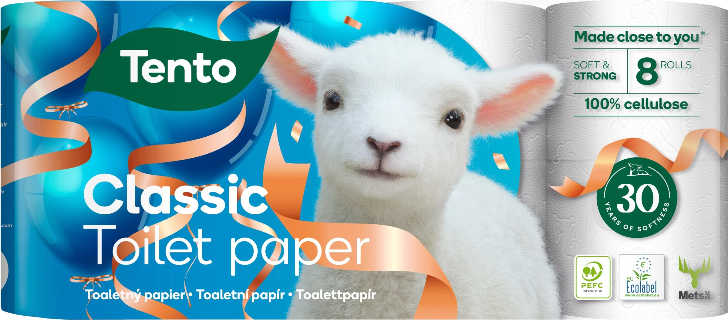 Tento Toaletny Papier Classic 3vr 1×8 ks, toaletný papier 3 vrstvový