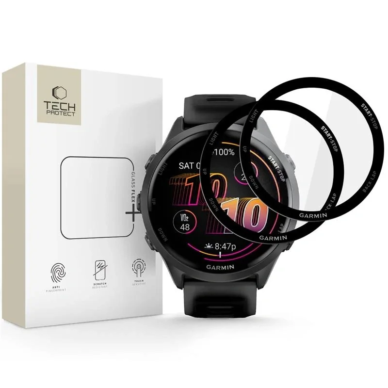 Tech-Protect Glass Flex 2x ochranné sklo na Garmin Forerunner 970 / 570 (47mm), čierne 0 (47mm), čierne