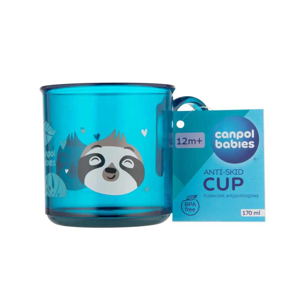Canpol babies Pohárik plastový protišmykový EXOTIC ANIMALS 170ml 12m+ tyrkysový 1×1 ks, pohár