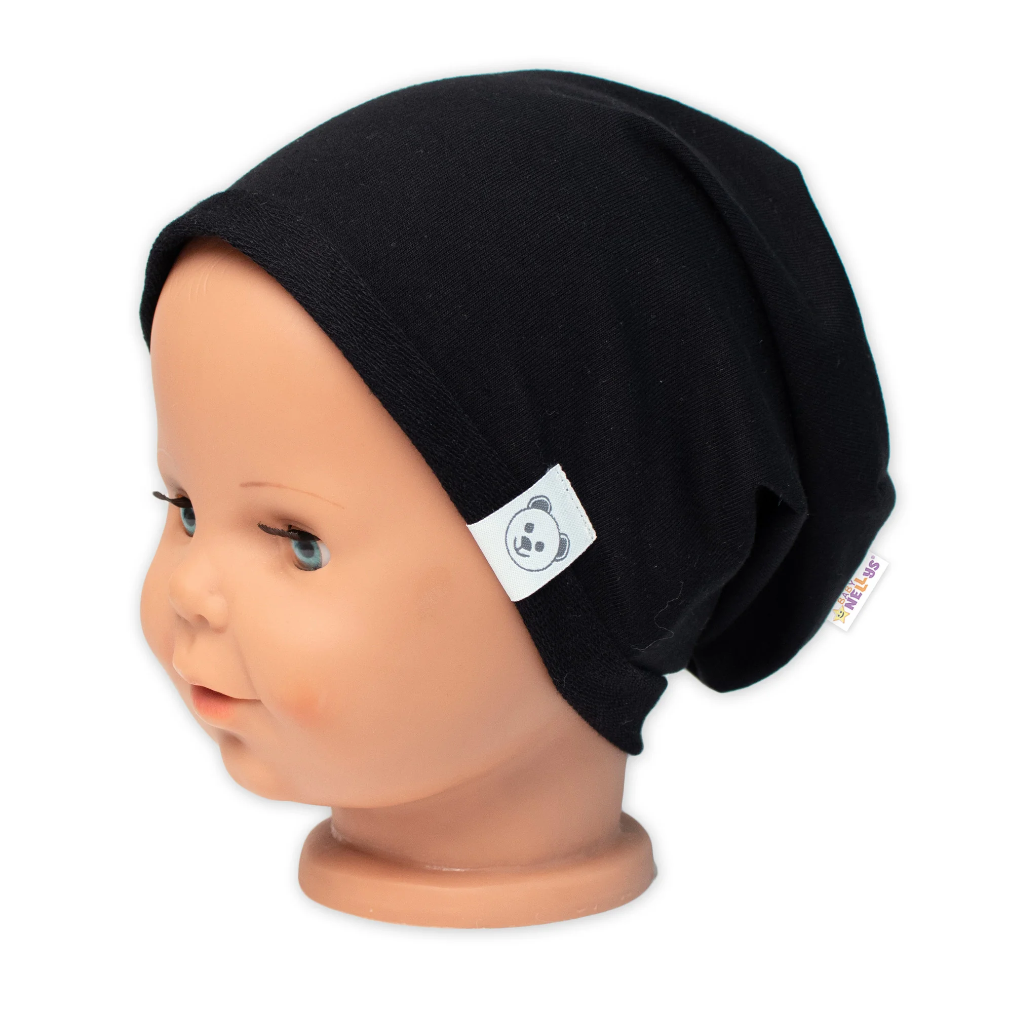 Čiapka s nákrčníkom bavlna, Little Bear, Baby Nellys, čierna, veľ. 98/134