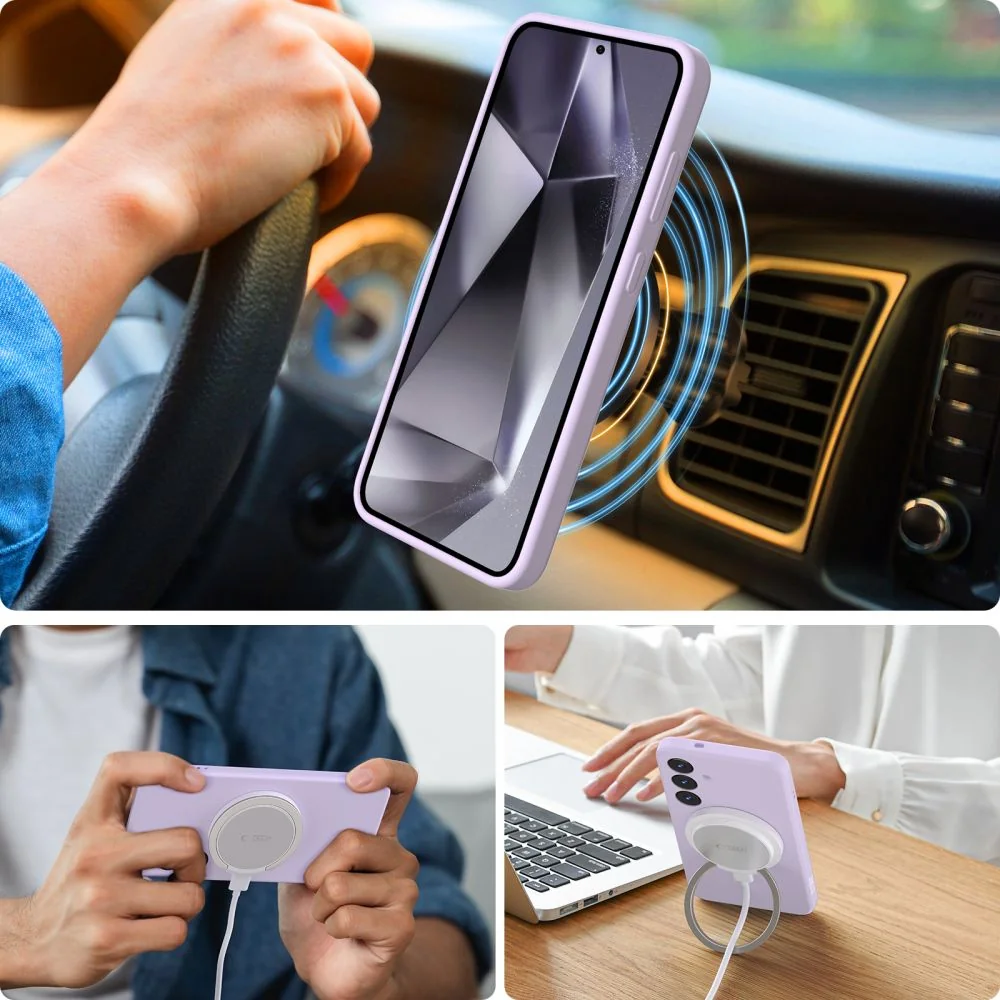Tech-Protect Liquid Silicone MagSafe kryt na Samsung Galaxy S25 Plus, fialový fialový