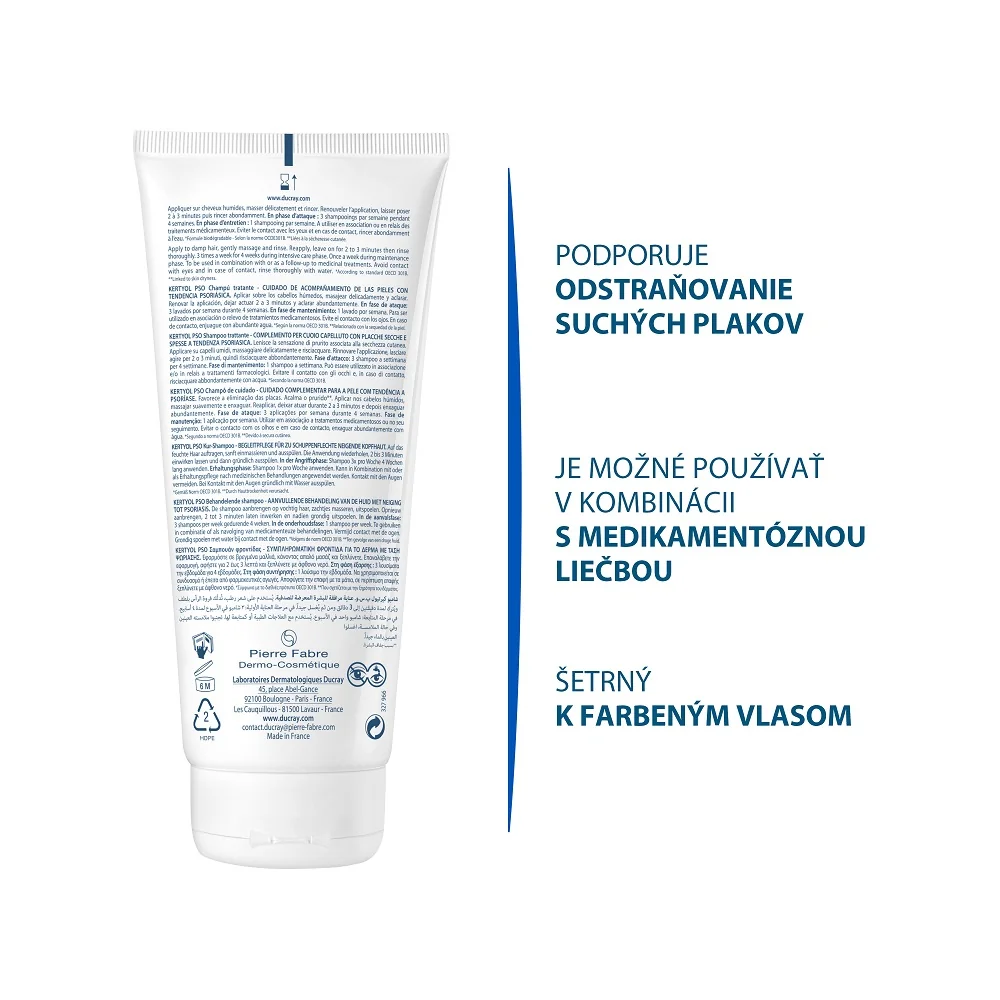Ducray KERTYOL P.S.O. Šampón obnovujúci rovnováhu pokožky hlavy 1×200 ml, koncentrovaná starostlivosť pri psoriáze