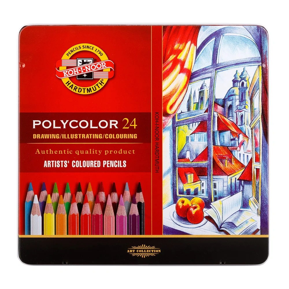 Umelecké pastelky POLYCOLOR v plechu 3824/24 24 ks