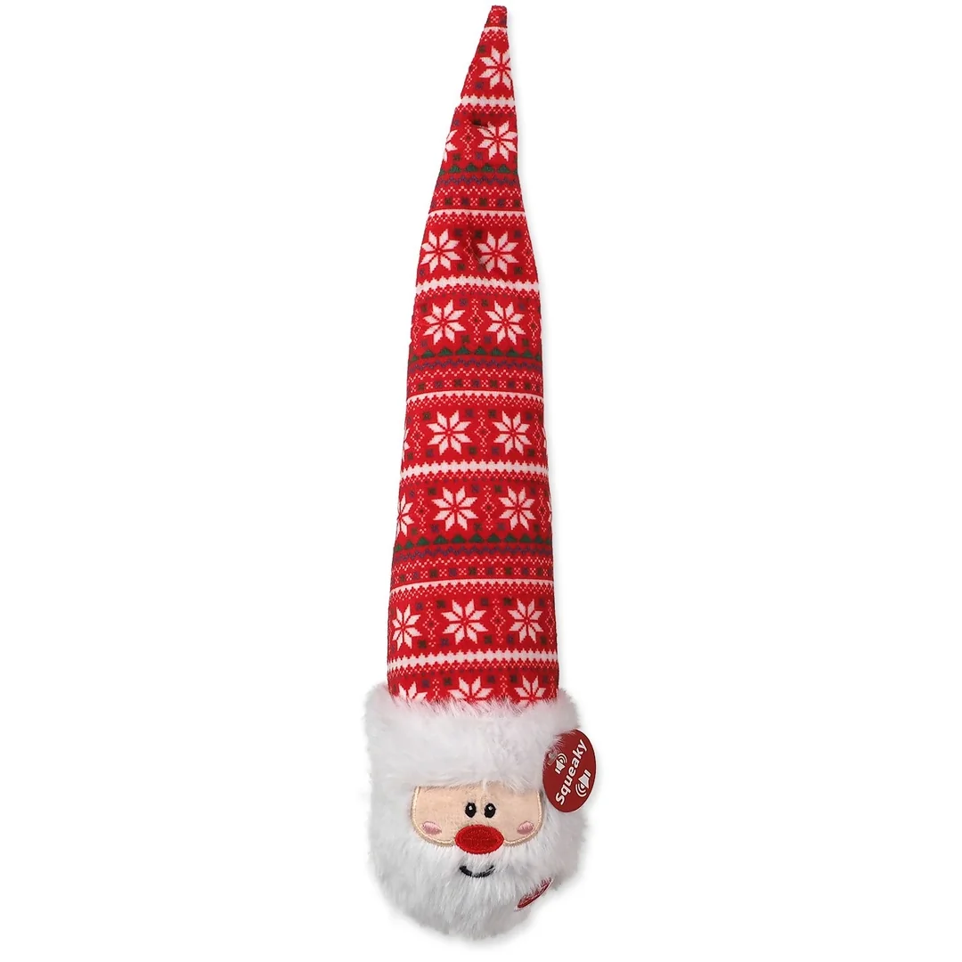 Hračka Dog Fantasy Winter Tale guľa s čapicou červená, pískacia 38cm